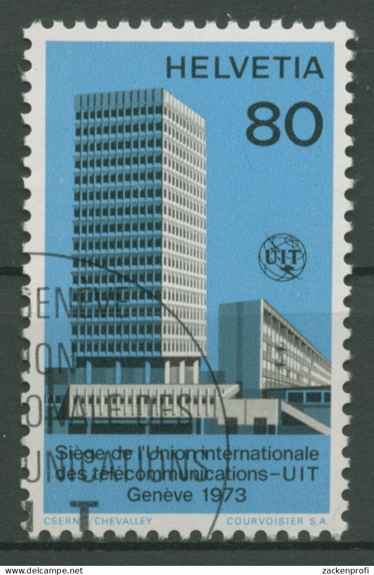 Int. Fernmeldeunion (UIT/ITU) 1973 ITU-Gebäude, Genf 10 Gestempelt - Servizio