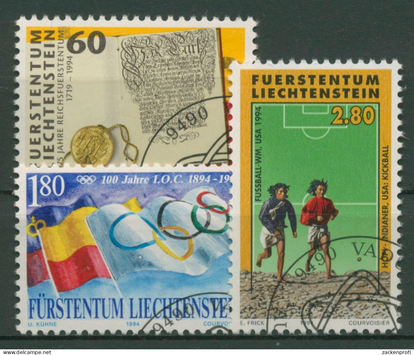 Liechtenstein 1994 Jahrestage Fürstentum Olympia Fußball-WM 1081/83 Gestempelt - Gebruikt