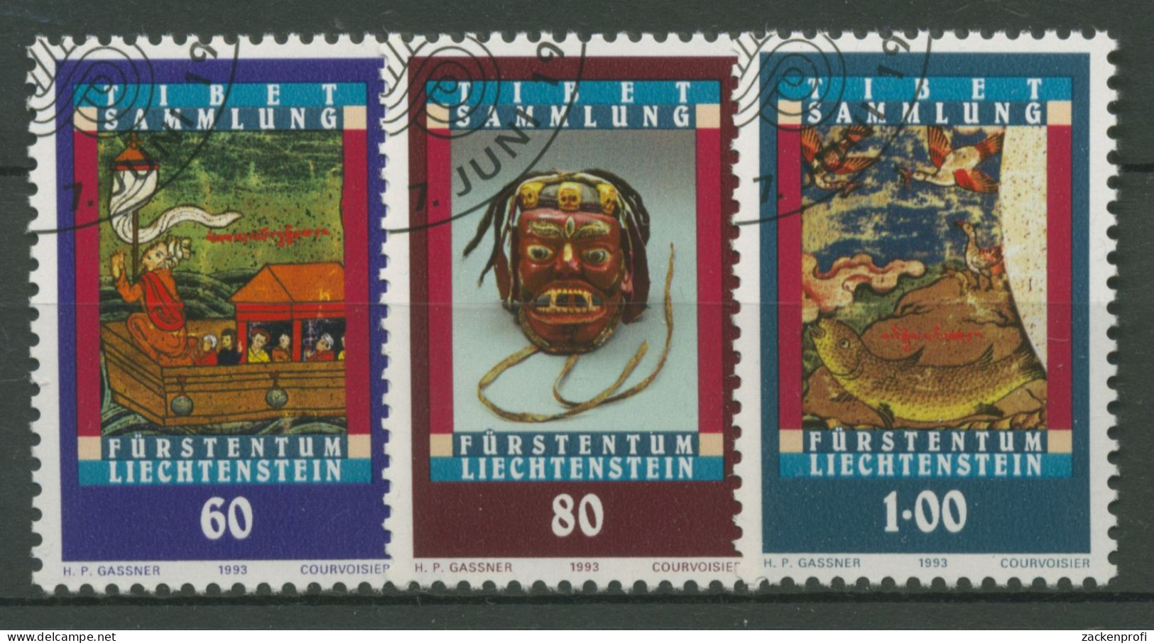 Liechtenstein 1993 Tibetsammlung Buddha-Szenen 1061/63 Gestempelt - Gebruikt