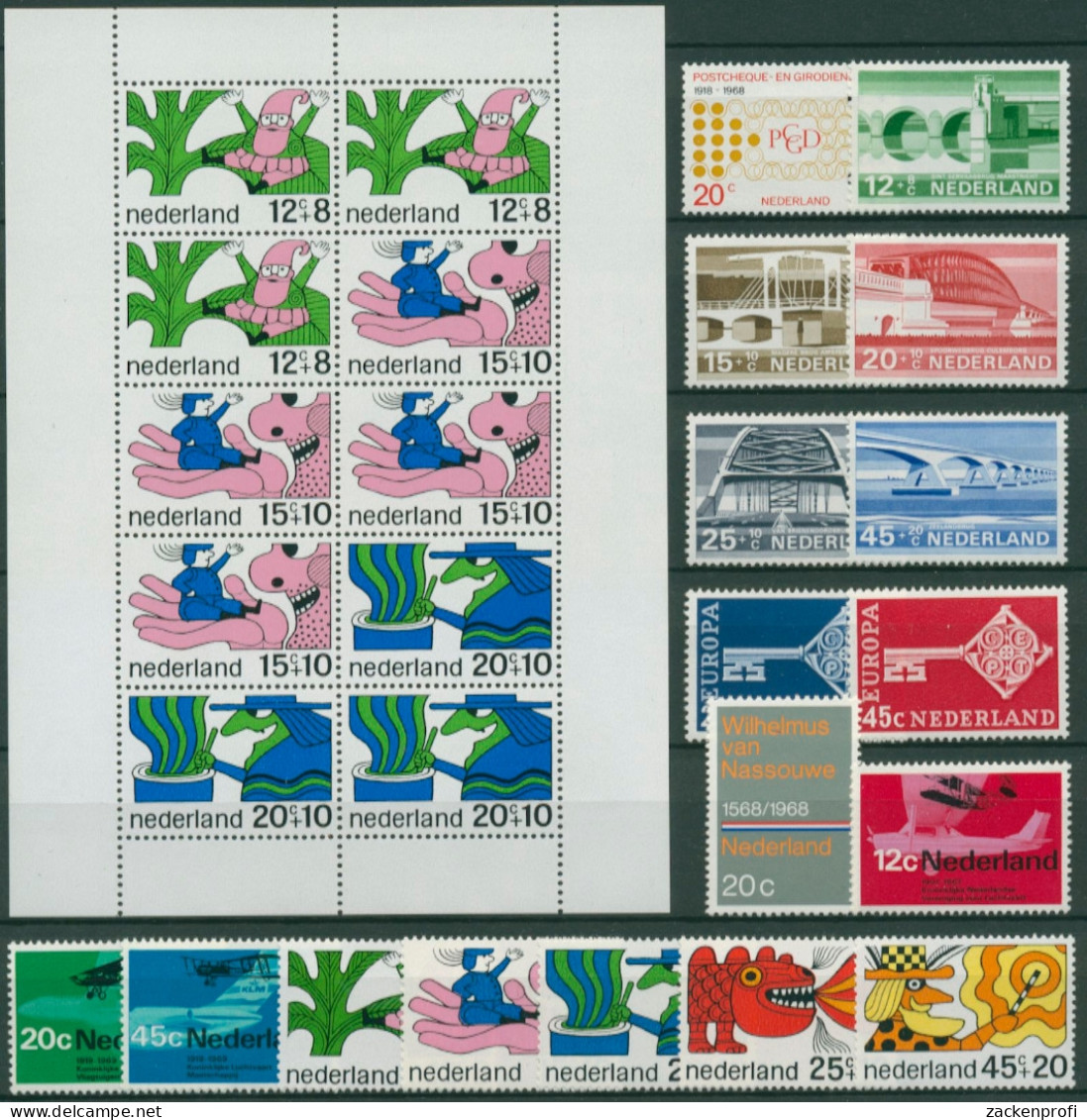 Niederlande Kompletter Jahrgang 1968 Postfrisch (SG30793) - Komplette Jahrgänge