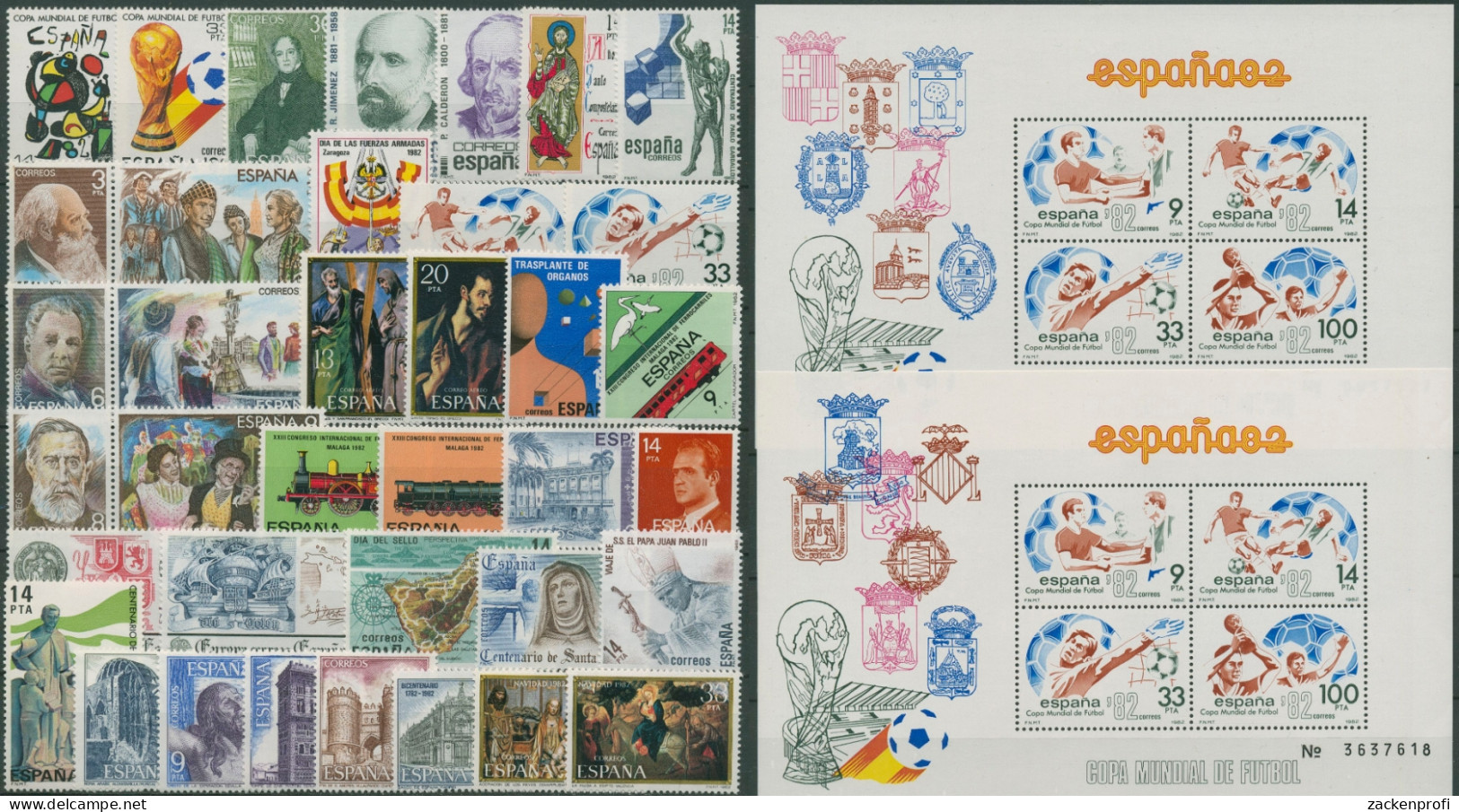 Spanien 1982 Jahrgang Komplett 2532/70, Bl.25/26 Postfrisch (SG97560) - Años Completos