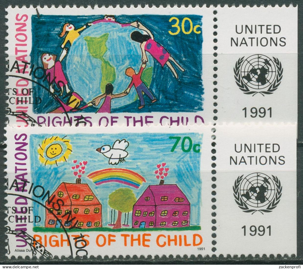 UNO New York 1991 Rechte Des Kindes Zeichnungen 615/16 Gestempelt - Oblitérés