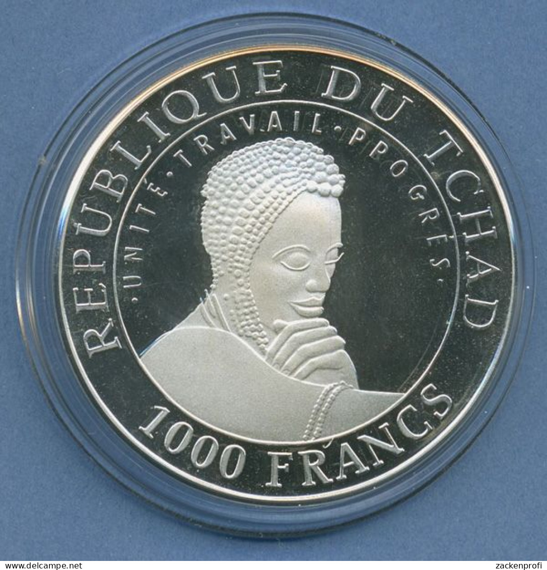 Tschad 1000 Francs 1999 Statuen, Silber, PP In Kapsel (m4704) - Tsjaad