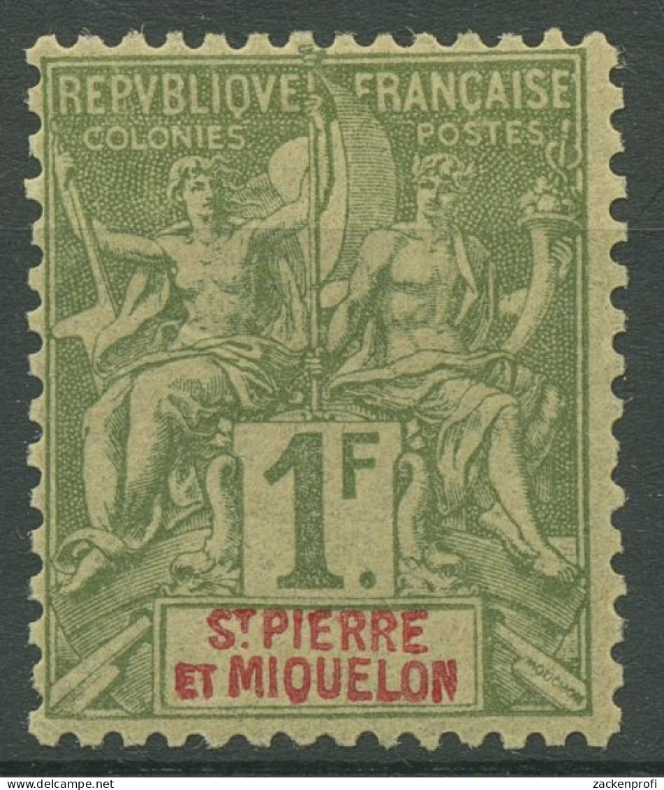 Saint-Pierre Et Miquelon 1892 Kolonialallegorie 58 Mit Falz - Unused Stamps