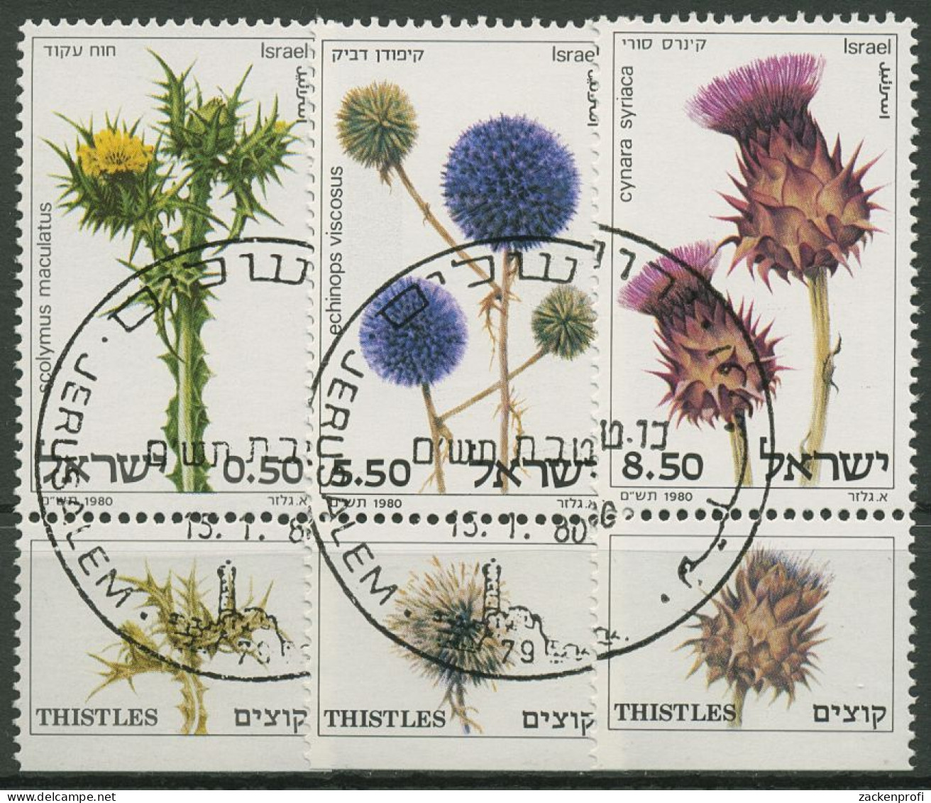 Israel 1980 Pflanzen Disteln 814/16 Mit Tab Gestempelt - Usados (con Tab)