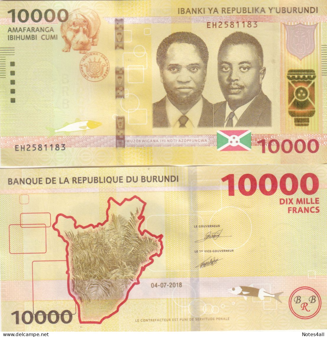 BURUNDI 100 500 1000 2000 5000 10000 FRANC 2018 2021 P-44 50 51 52 53 54 UNC SET - Burundi