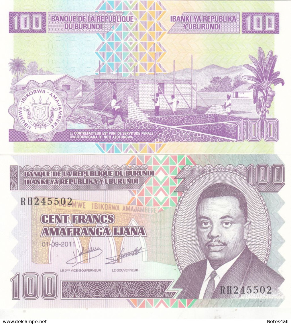 BURUNDI 100 500 1000 2000 5000 10000 FRANC 2018 2021 P-44 50 51 52 53 54 UNC SET