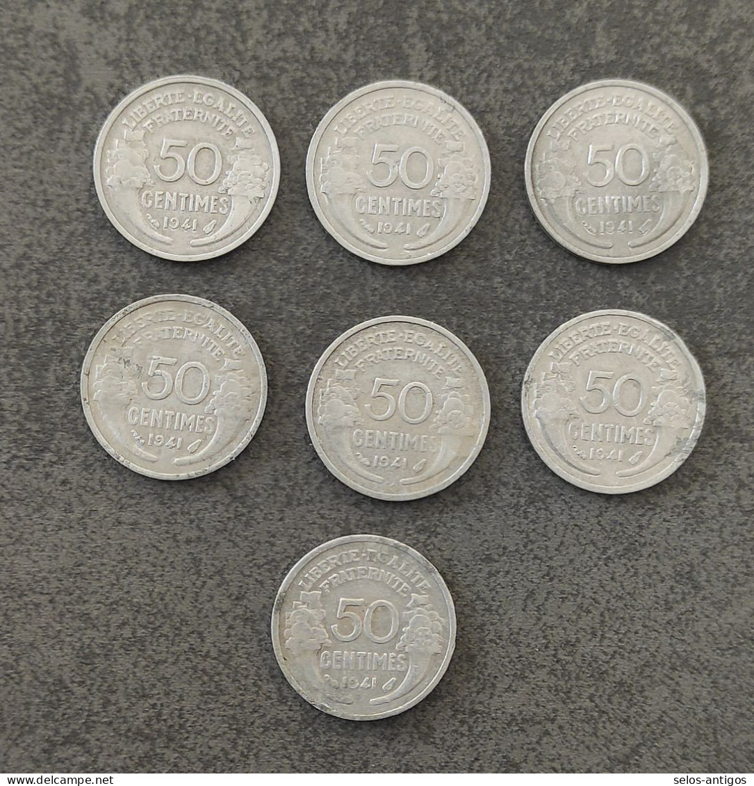 Lot De 7 Pièces De 50 Centime 1941  REPUBLIQUE FRANCAISE - Sonstige & Ohne Zuordnung