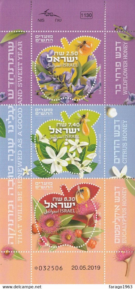 2019 Israel Bees Honey   Complete Sheet Of 3 MNH  @ BELOW FACE VALUE - Abeilles