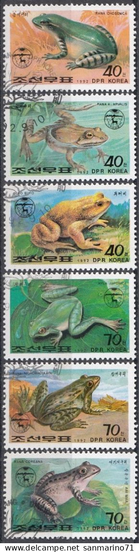 NORTH KOREA 3340-3345,used,frogs - Corée Du Nord