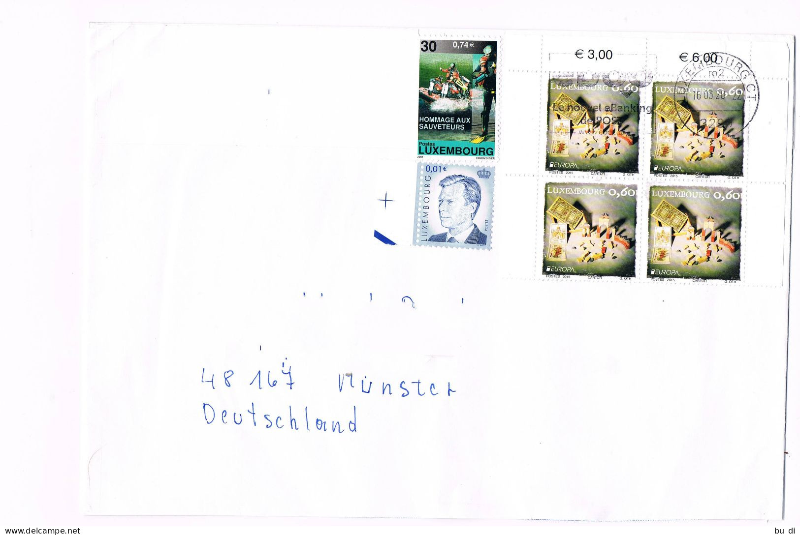 Luxemburg Bedarfsbrief 2020 Mit Marken 1533 Und 2054 - Taucher, Spielzeug CEPT - Storia Postale