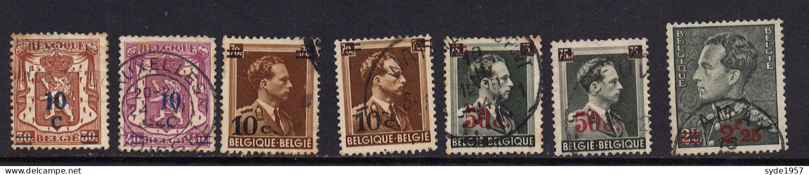 Belgique 1941-42 Petit Sceau Et Leopold III, Avec Surcharge COB 568 à 572 (complet 7 Timbres) - Gebruikt