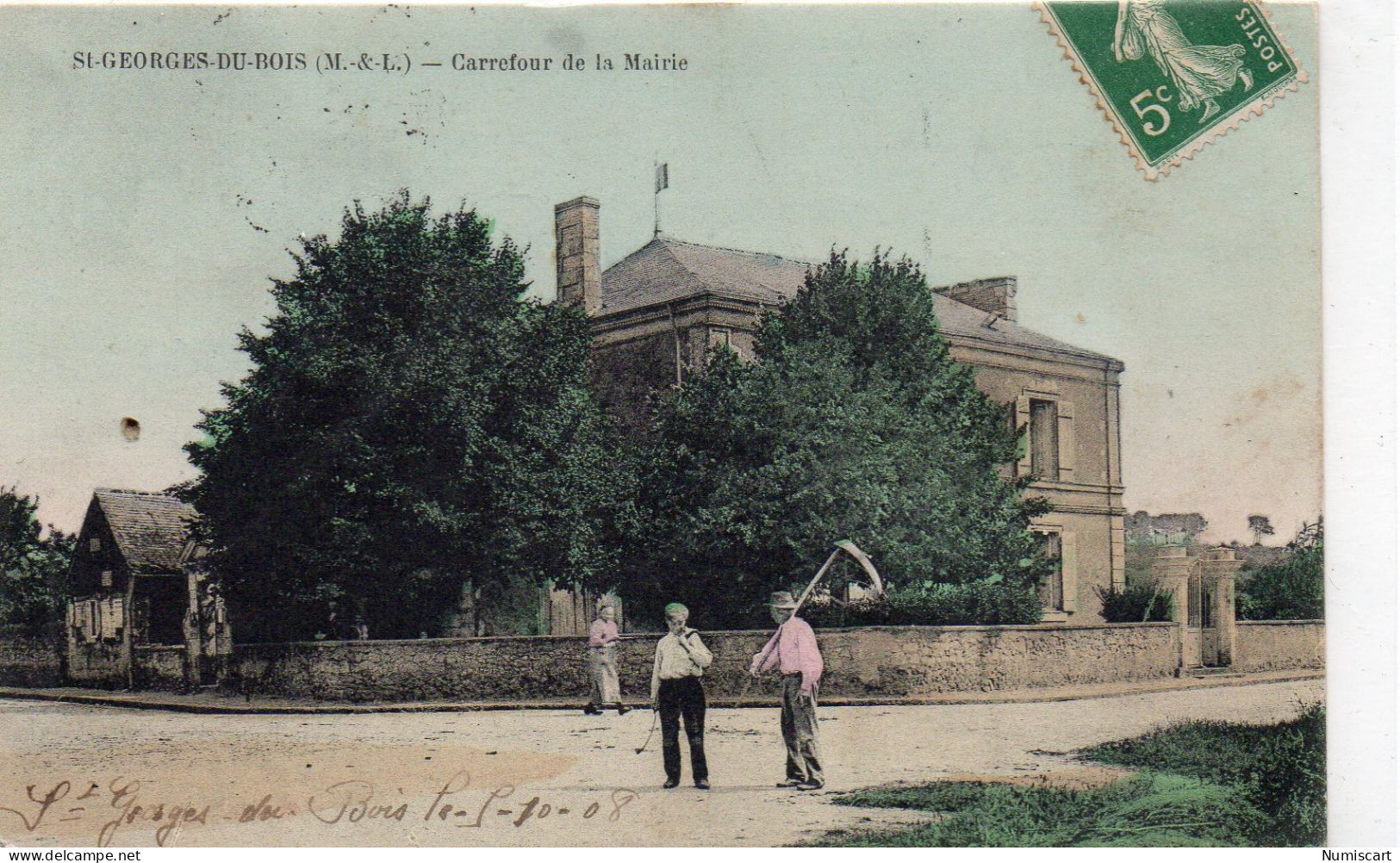 Saint-Georges-du-Bois Animée Carrefour De La Mairie Carte RARE - Champtoceaux