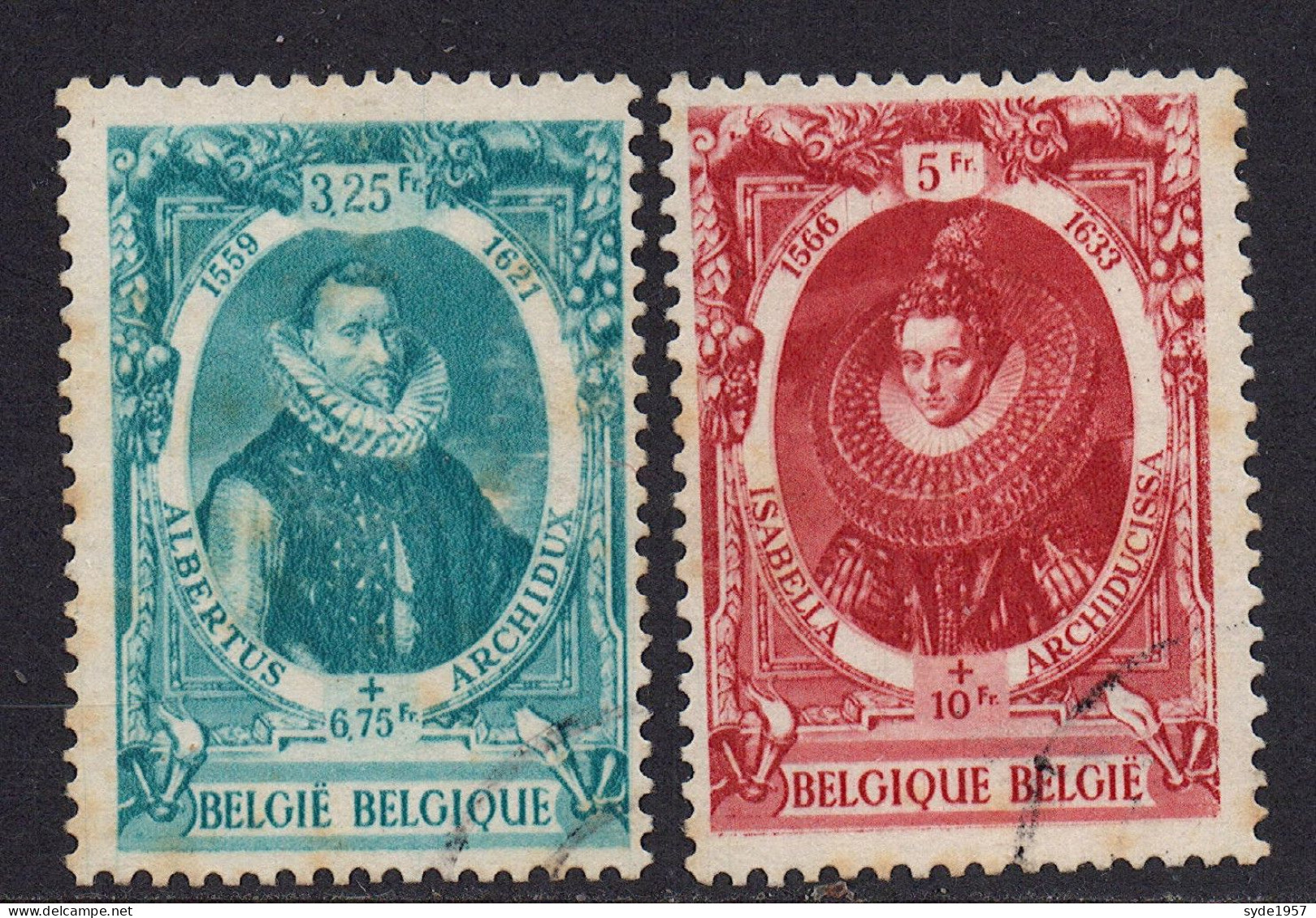 Belgique 1942- Service Social Princes Européens COB 581A Et 582A Cote > 10€) - Oblitérés