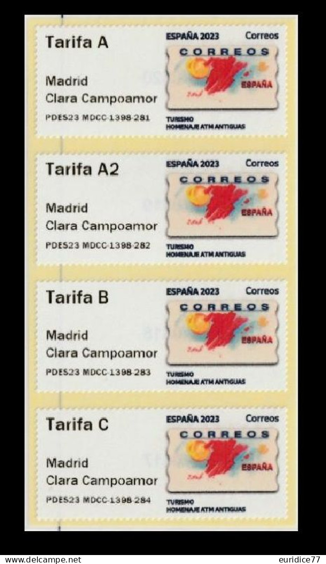 Spain Espagne España 2023 - ATM Turismo Homenaje ATM's Antiguas Strip Mnh** - Automatenmarken [ATM]