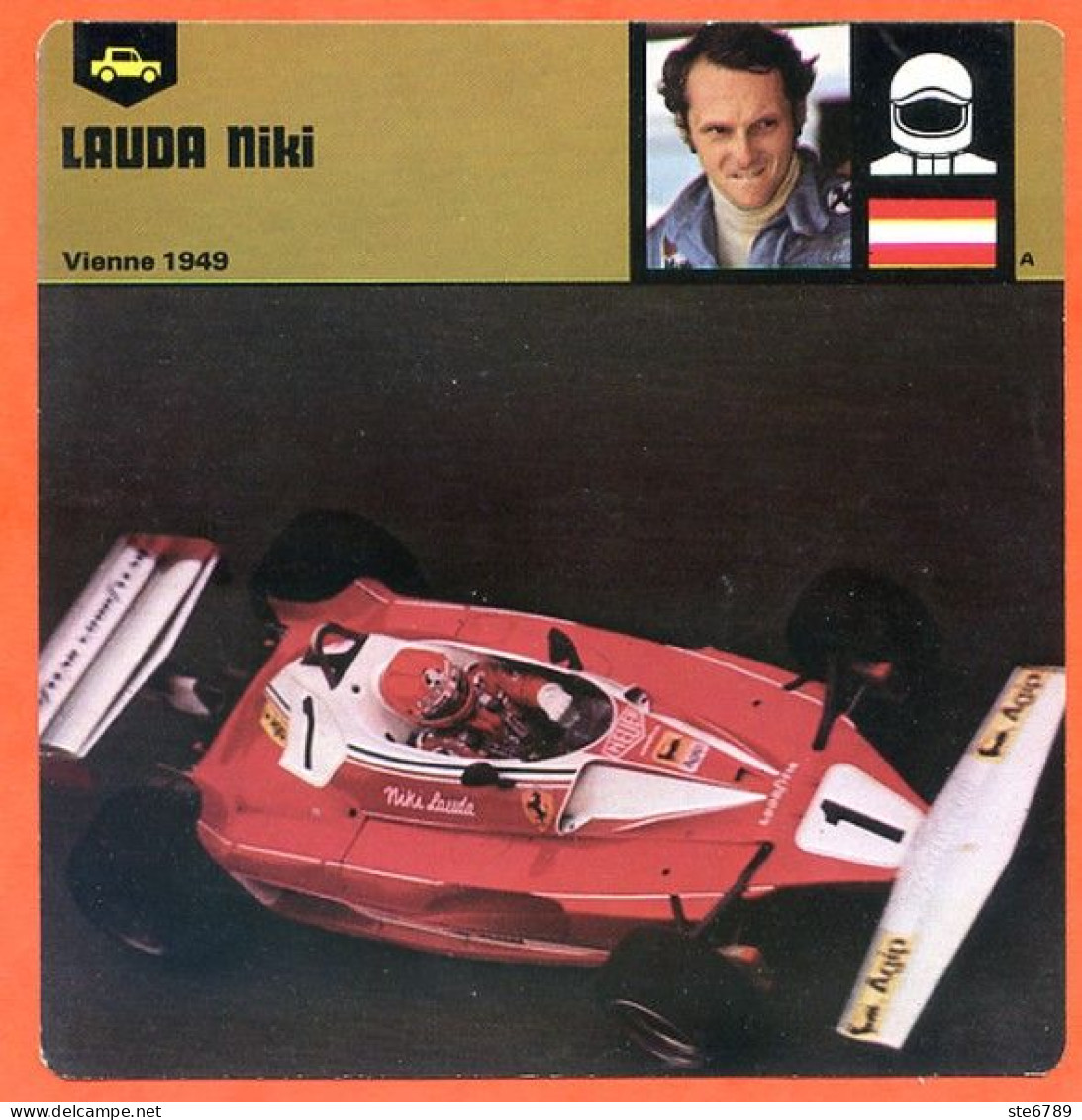 Niki LAUDA Formule 1 Fiche Sport Auto - Sport