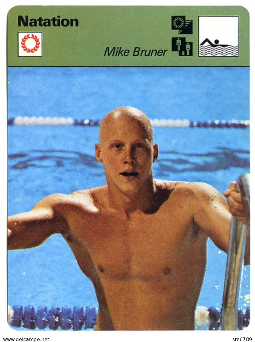 Natation  MIKE BRUNER     Sport Fiche Illustrée Documentée - Sport