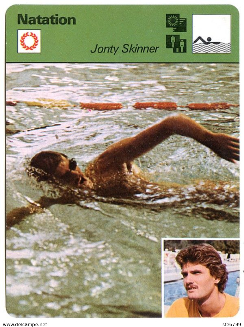 Natation  JONTY SKINNER Sport Fiche Illustrée Documentée - Sport