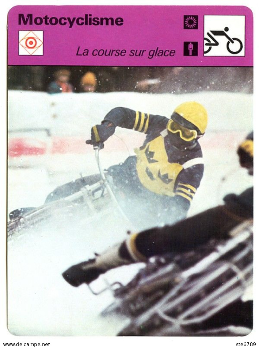 LA COURSE SUR GLACE Sport Moto Fiche Illustrée Documentée Motocyclisme - Sport