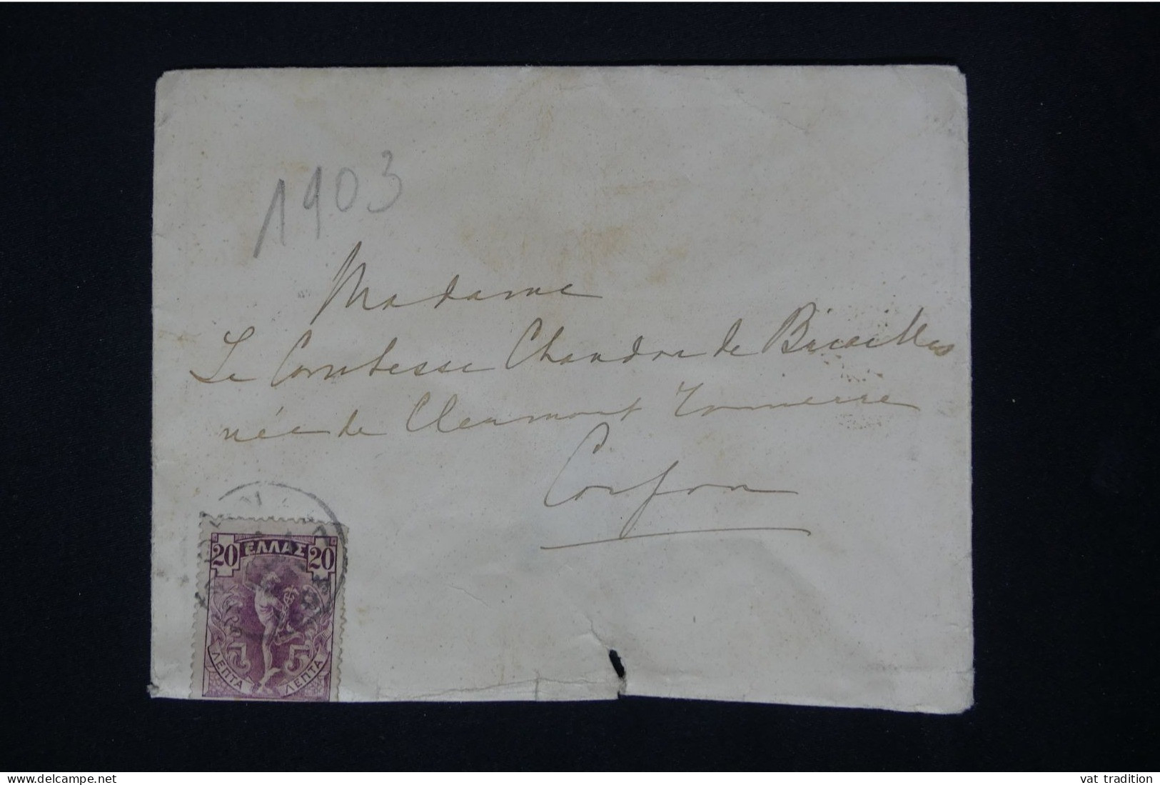 GRECE - Lettre Pour Corfou Adressée à La Comtesse CHANDON De BRIAILLES Née De CLERMONT-TONNERRE - A  2039 - Briefe U. Dokumente