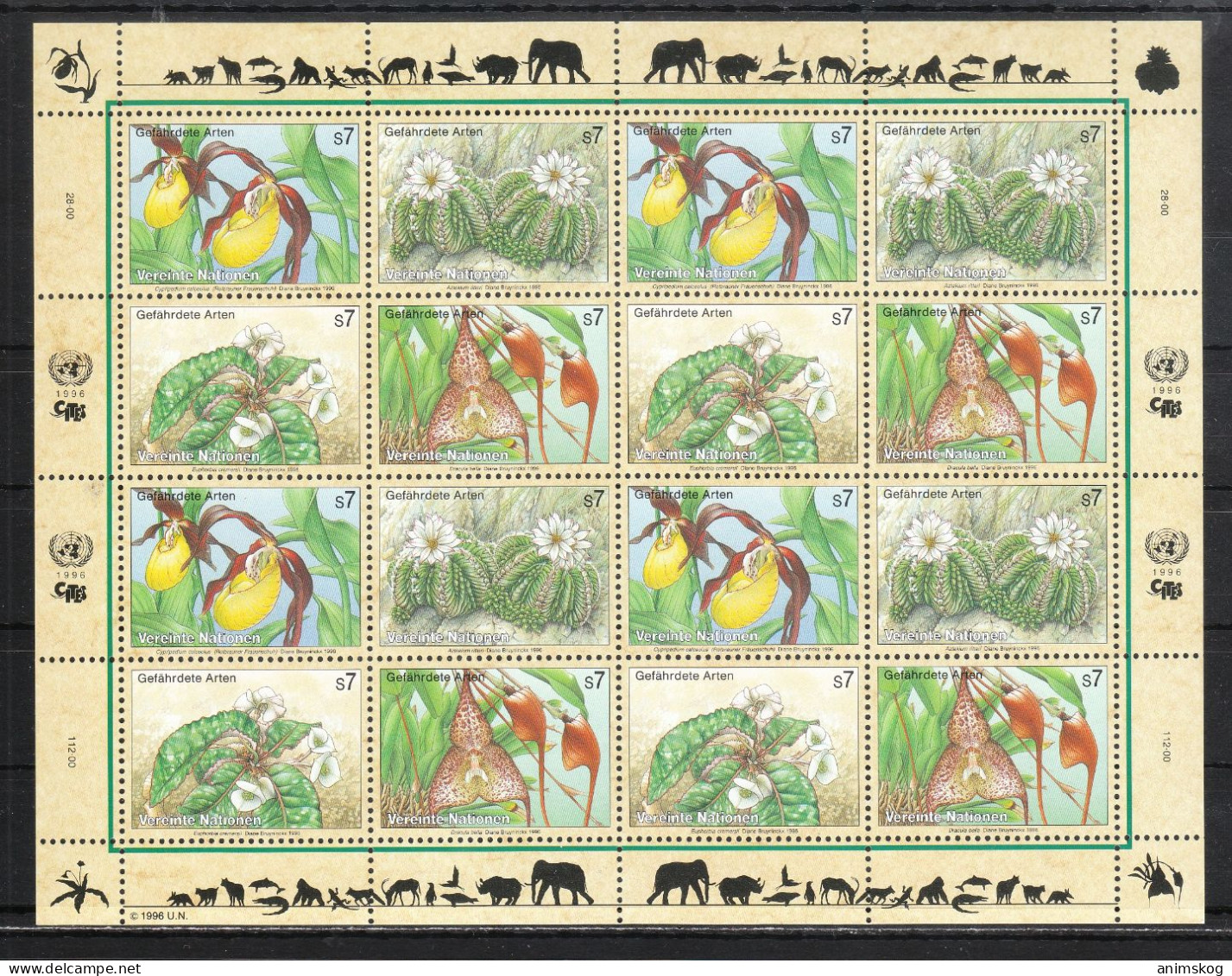 UNO Wien 1996**, Gefährdete Arten, Kaktus, Sukkulente / UNO Vienna 1996, MNH, Endangered Species, Cactus,succulent - Sukkulenten