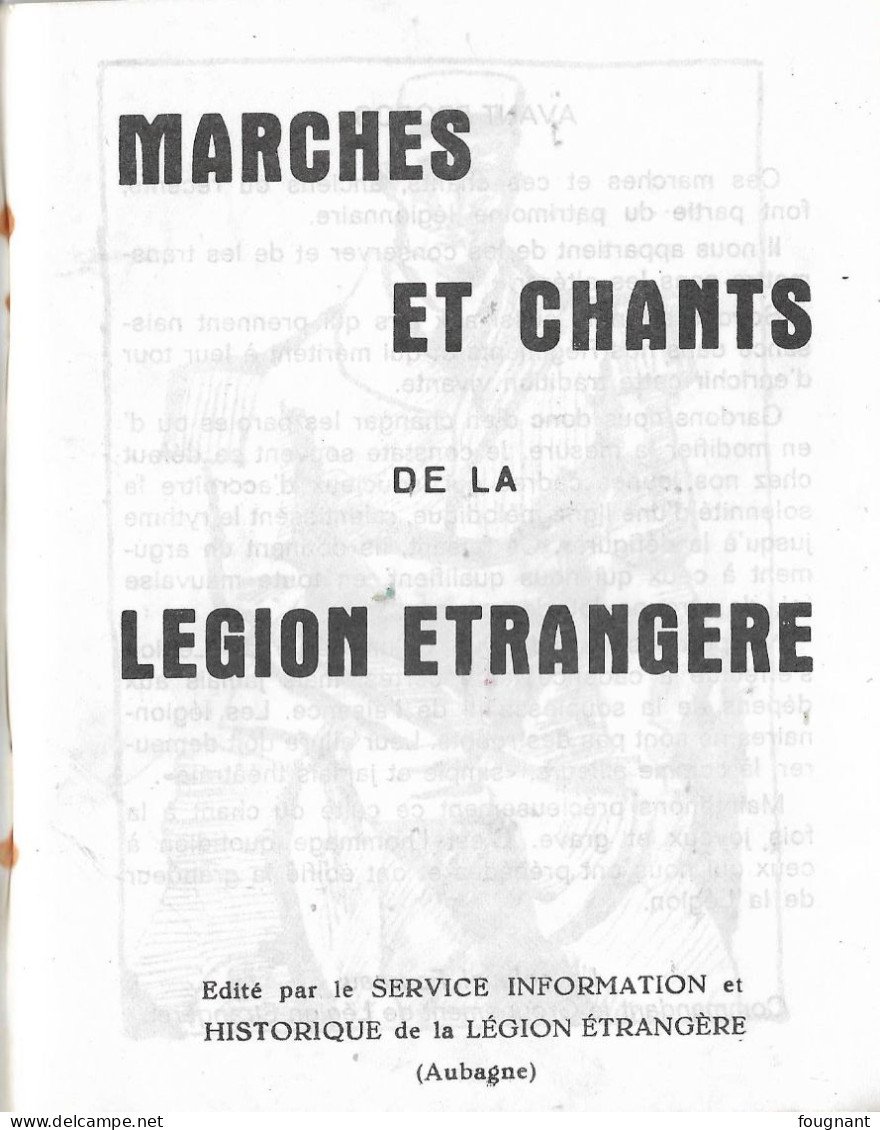 -Marches Et Chants De La LEGION ETRANGERE- 119 Pages-Achevé D'imprimer, En 1975 - - Francés