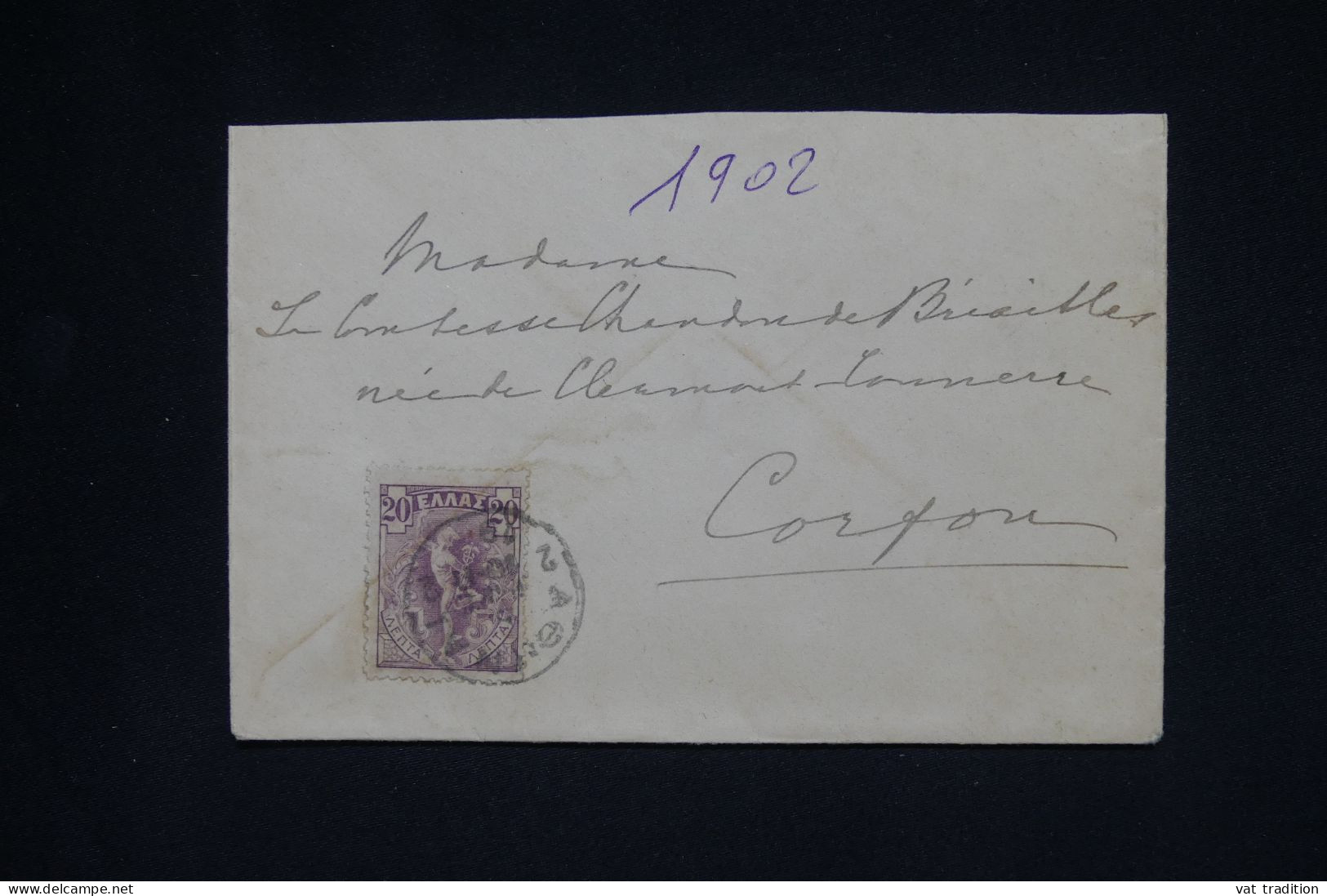 GRECE - Lettre Pour Corfou Adressée à La Comtesse CHANDON De BRIAILLES Née De CLERMONT-TONNERRE - A  2049 - Storia Postale