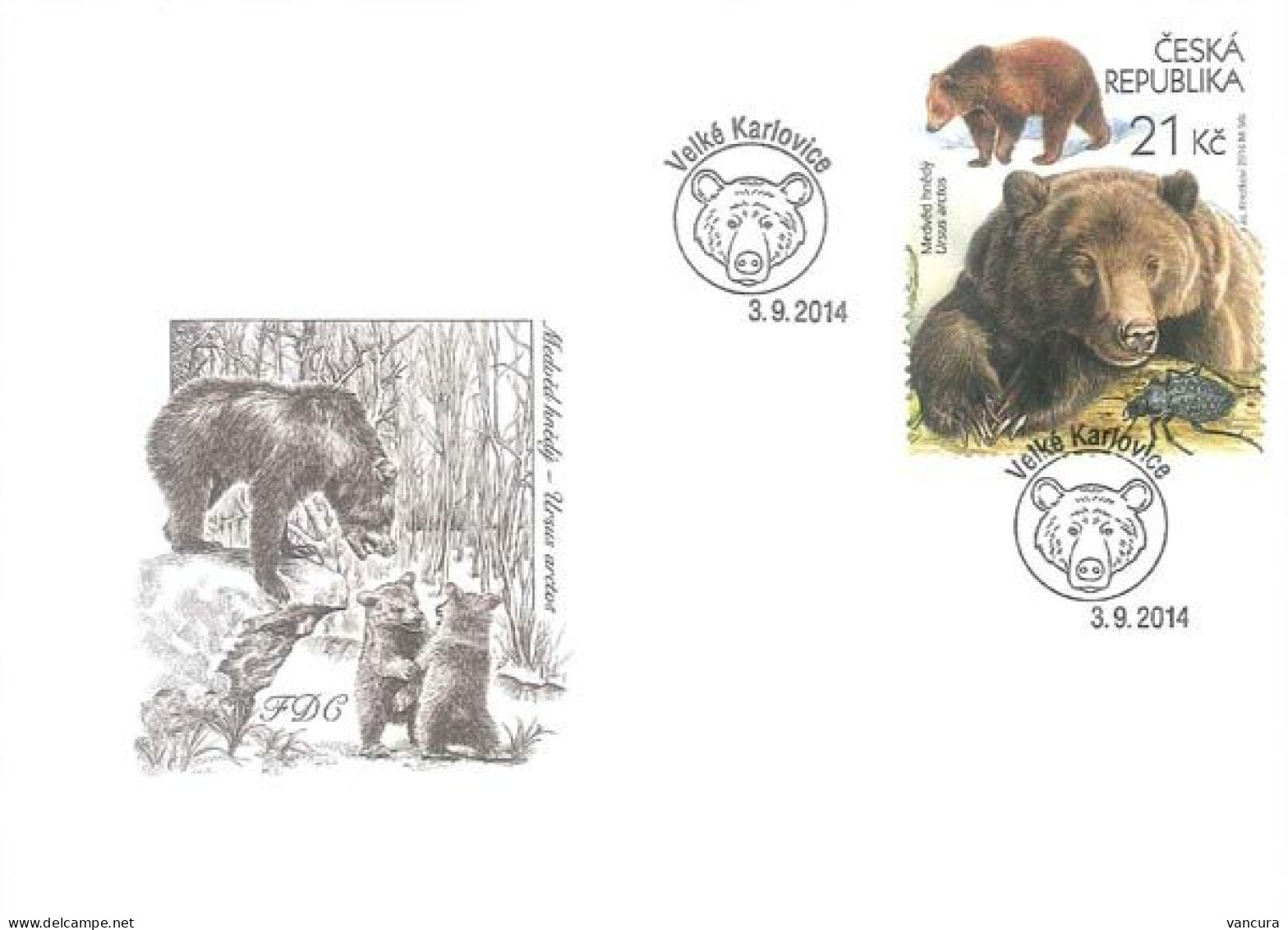 FDC 816 Czech Rep. The Beskydy Region-Big Predators Bear Beetle 2014 - Bären