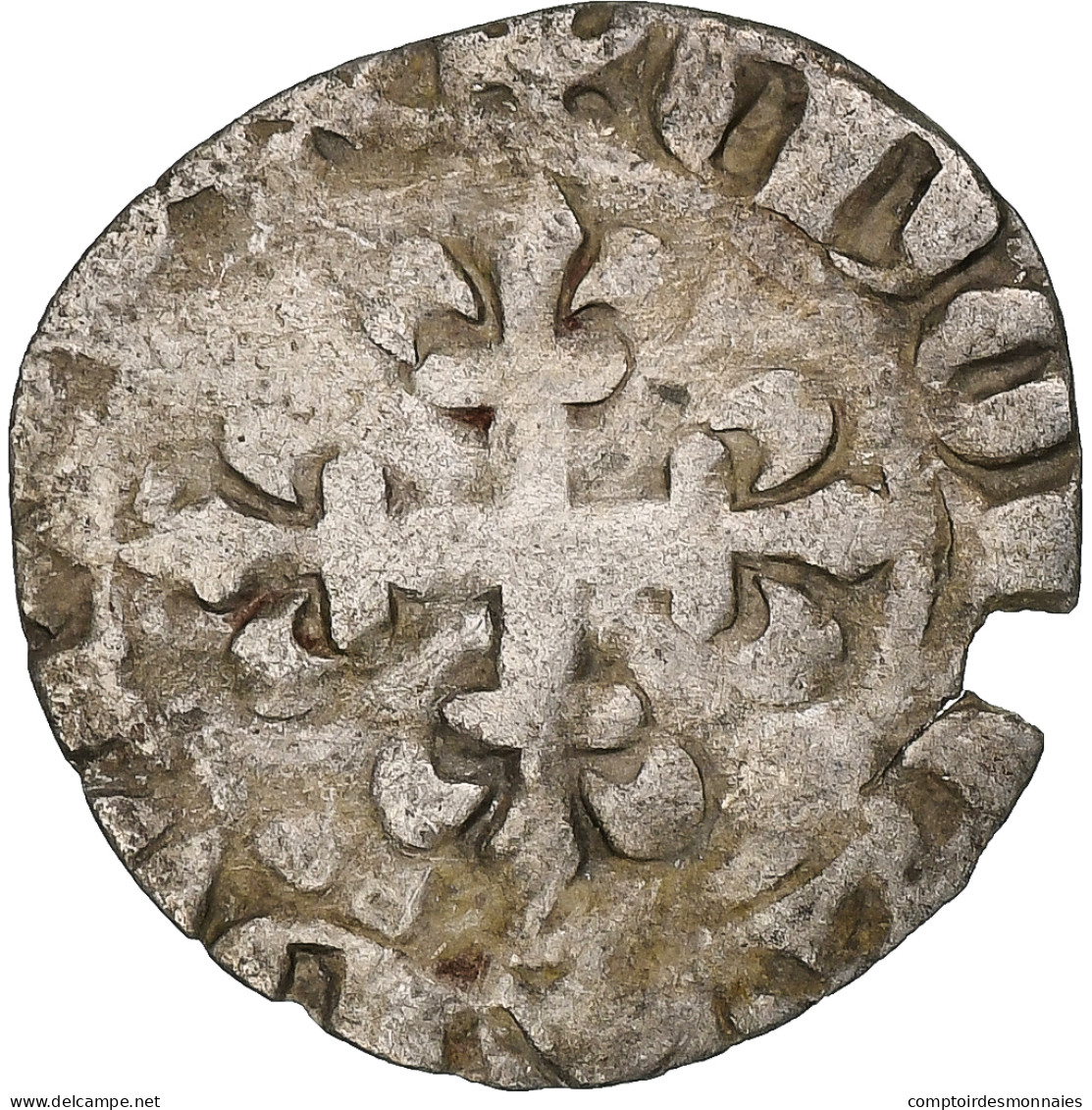 France, Charles IV, Double Parisis, 1323-1328, Billon, B+, Duplessy:244b - 1322-1328 Charles IV The Fair