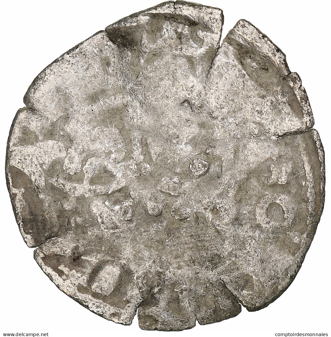 France, Charles IV, Double Parisis, 1323-1328, Billon, B+, Duplessy:244b - 1322-1328 Charles IV The Fair