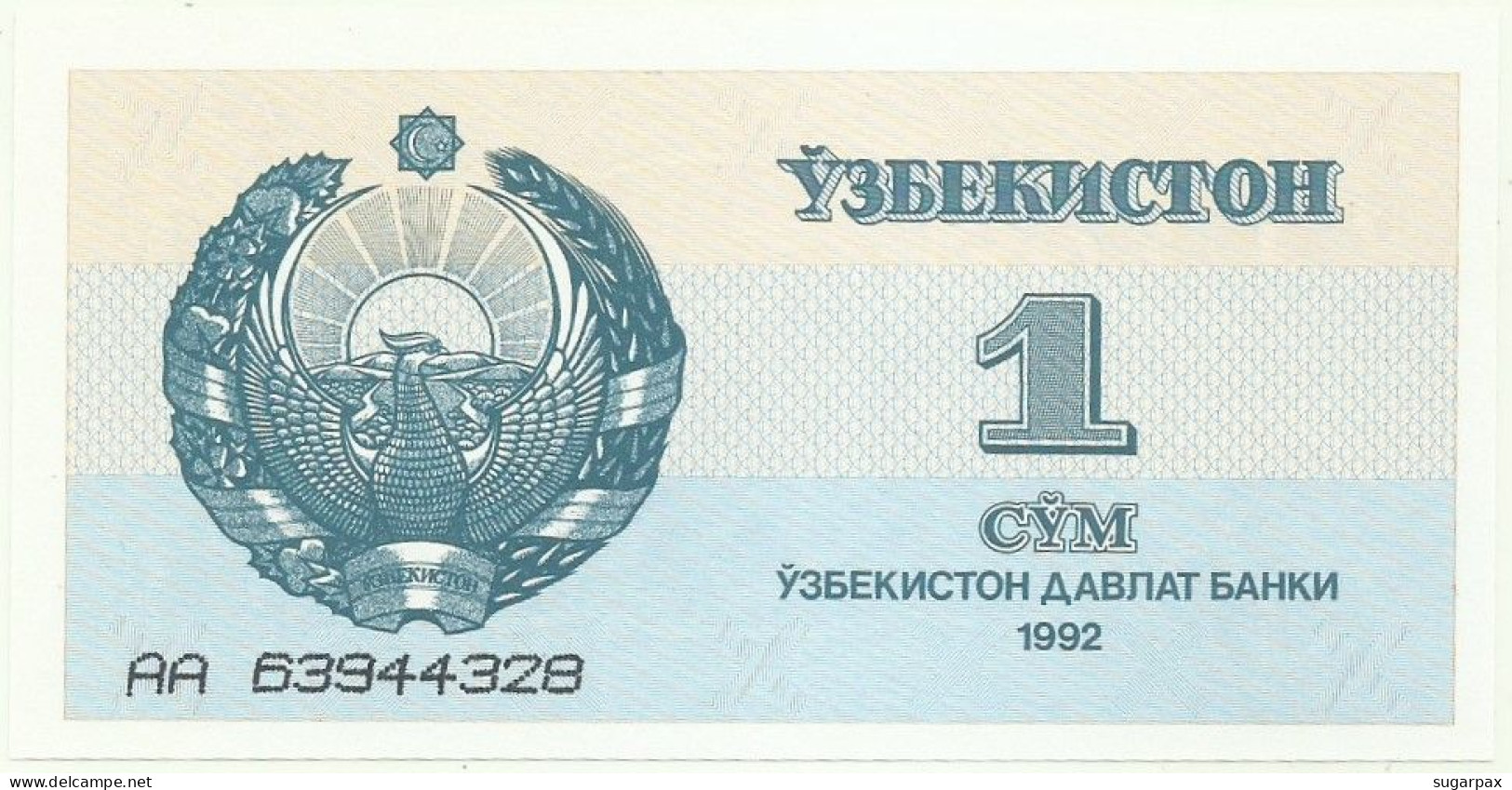 UZBEKISTAN - 1 SUM - 1992 ( 1993 ) - Pick 61 - Unc. - Serie AA - Ouzbékistan