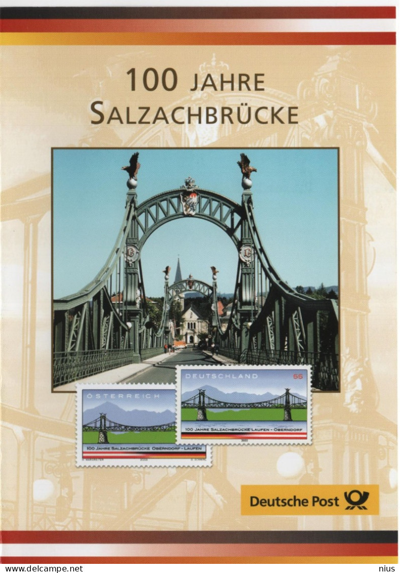 Germany Deutschland 2003 100 Jahre Salzachbrucke, Brucke Bridge, Austria, Canceled In Berlin & Oberndorf Bei Salzburg - 2001-2010