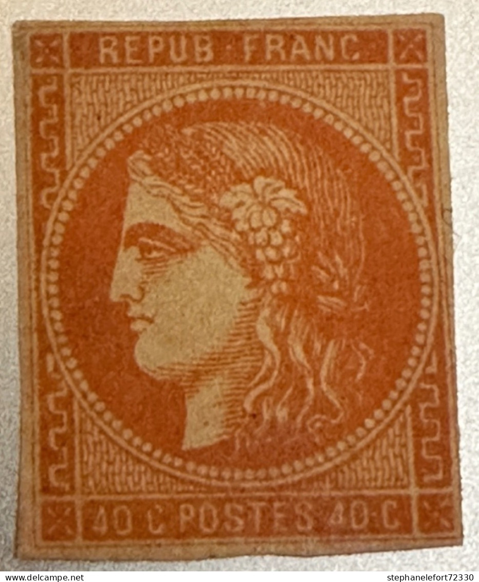 FRANCE  Y&T N° 48 - 40c Orange , NEUF Sans Gomme (*)   Cote 300 Euros - 1870 Emission De Bordeaux