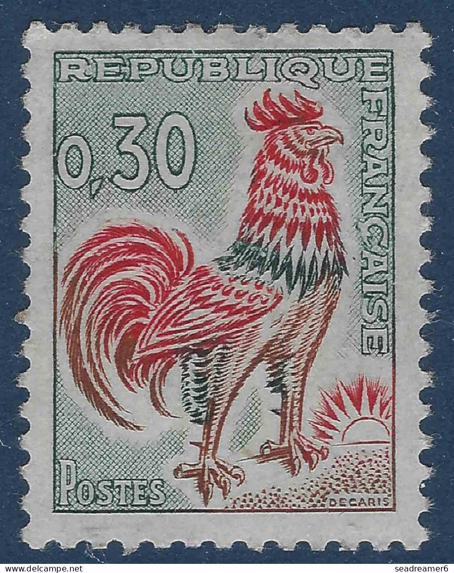 Coq De DECARIS N°1331A** 0.30c Impression Au Verso Les Variétés Sur Cette Valeur Sont RR - 1962-1965 Hahn (Decaris)