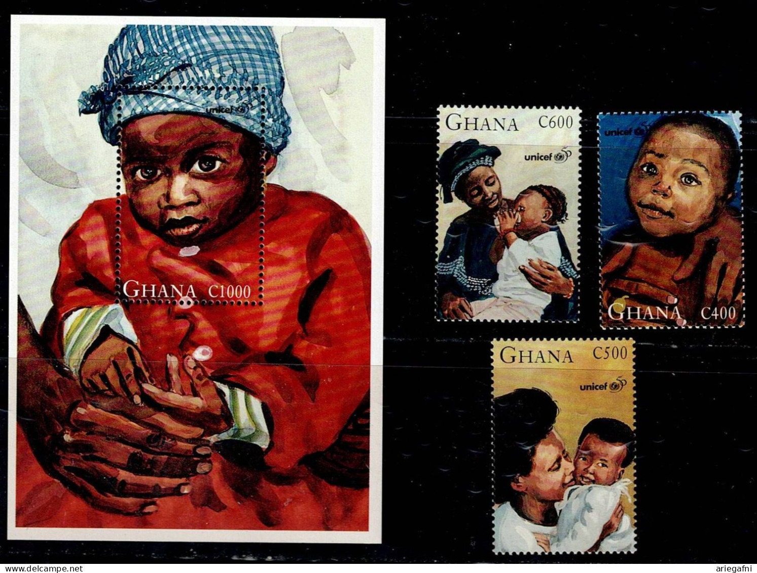 GHANA 1996 UNICEF MI No 2397-9+BLOCK 302 MNH VF!! - UNICEF