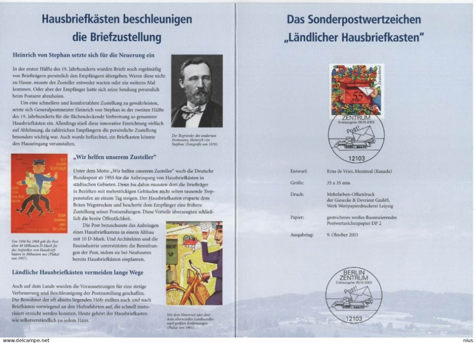 Germany Deutschland 2003 Der Ländliche Ländlicher Hausbriefkasten, Rural House Mailbox, Canceled In Berlin - 2001-2010