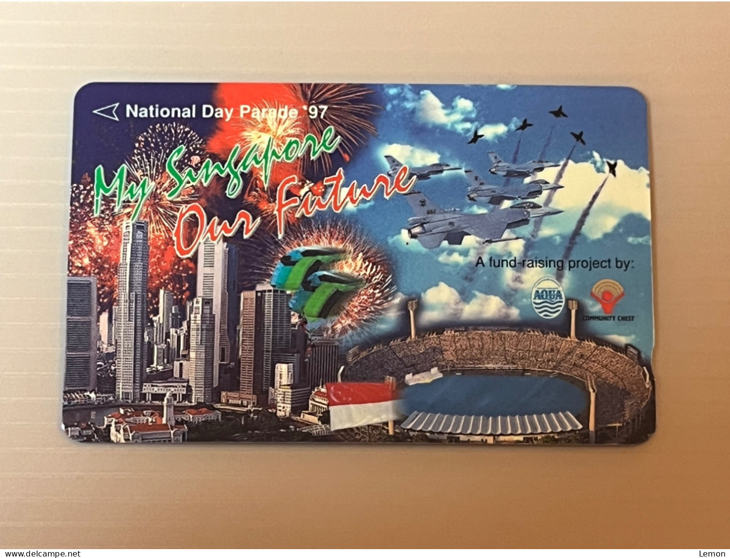 Mint Singapore Telecom Singtel GPT Phonecard, National Day 1997 - Our Singapore Our Future, Set Of 1 Mint Card In Folder - Singapour