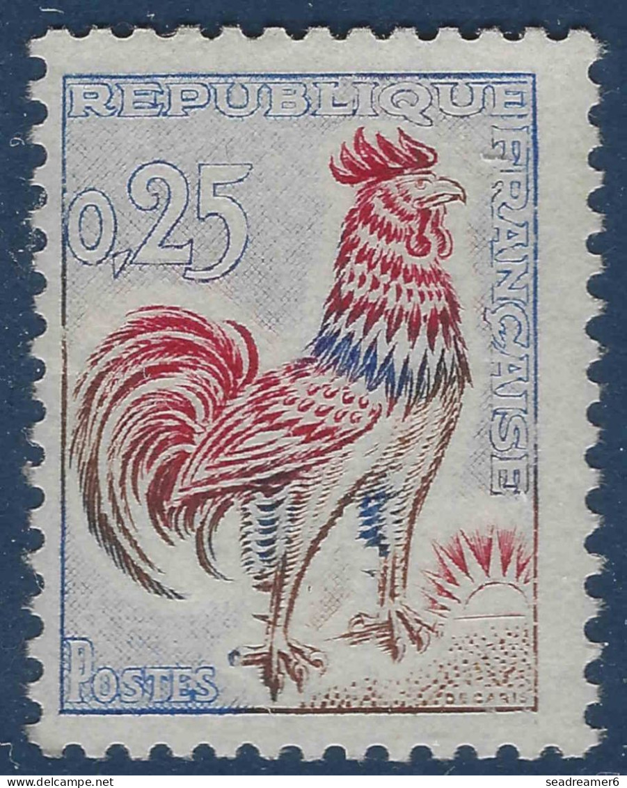 Coq De DECARIS N°1331d* (1 Adherence ) 0.25c Coq Fluo Vif Signé TB/TTB Cote Yvert :900 € - 1962-1965 Haan Van Decaris