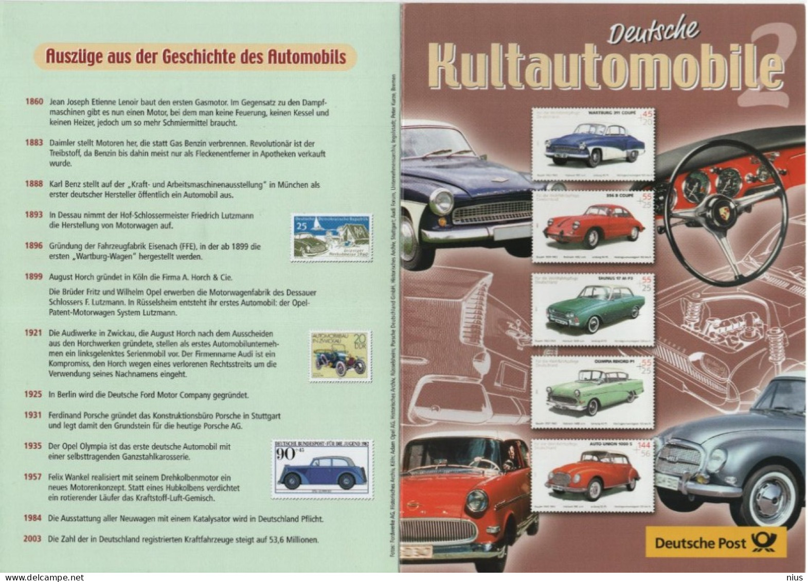 Germany Deutschland 2003 Für Die Wohlfahrtspflege, Kultautomobile Automobil Automobile Car Cars, Canceled In Berlin - 2001-2010