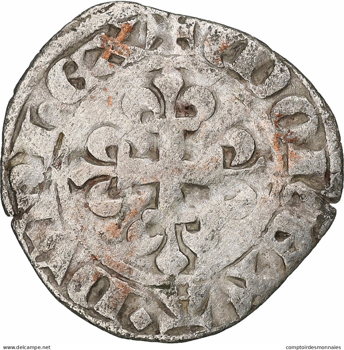 France, Charles IV, Double Parisis, 1323-1328, Billon, TB+, Duplessy:244b - 1322-1328 Charles IV Le Bel