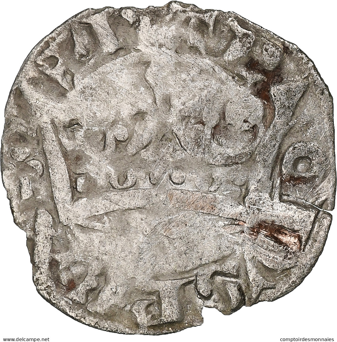 France, Charles IV, Double Parisis, 1323-1328, Billon, TB+, Duplessy:244b - 1322-1328 Charles IV The Fair