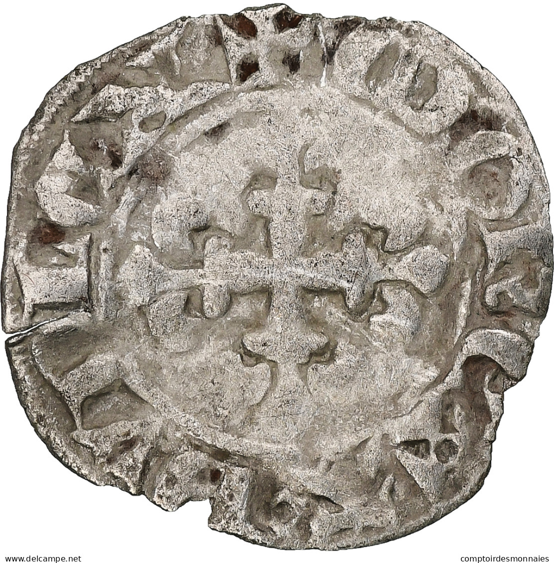 France, Charles IV, Double Parisis, 1323-1328, Billon, TB+, Duplessy:244b - 1322-1328 Charles IV The Fair