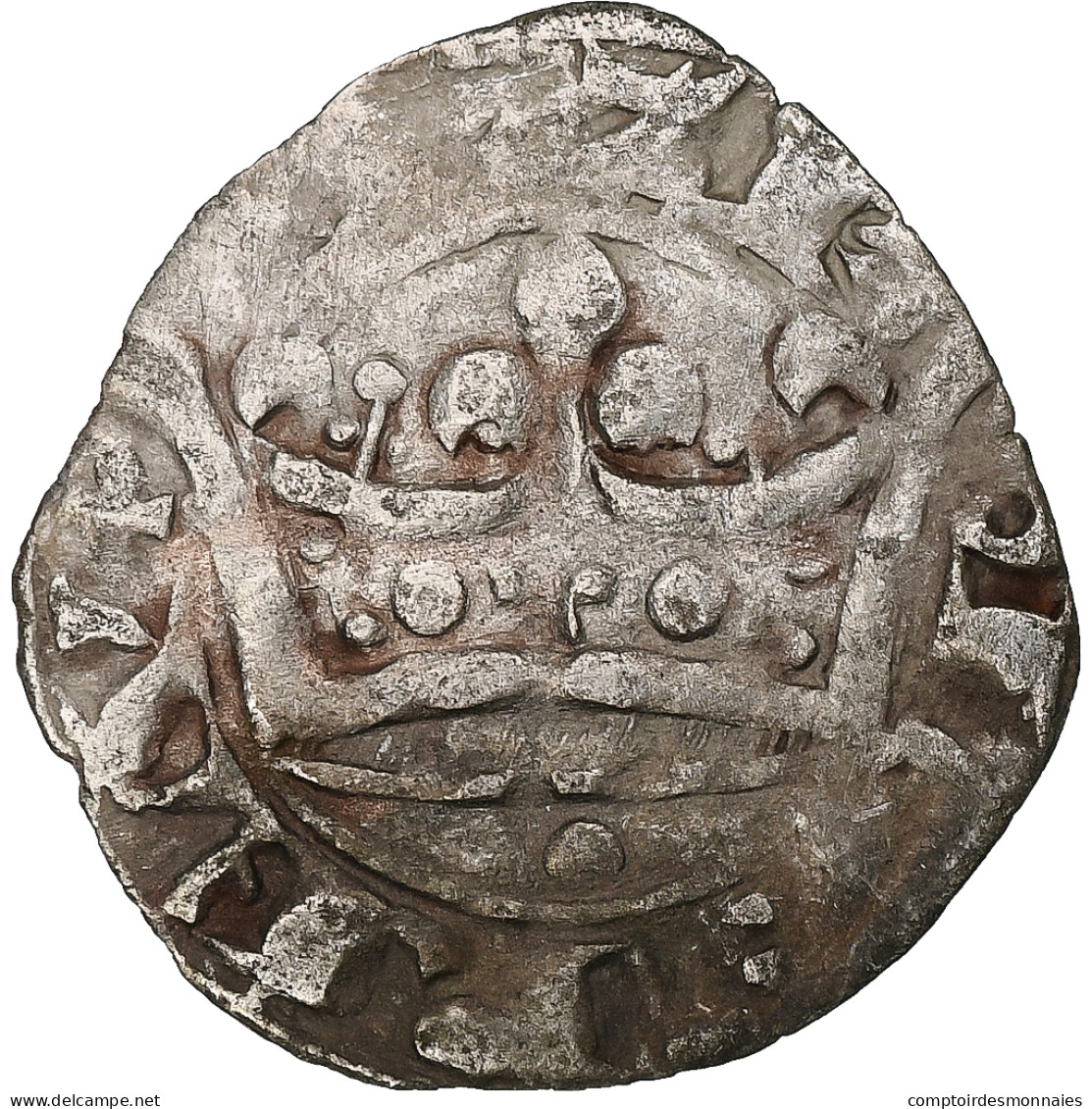 France, Charles IV, Double Parisis, 1323-1328, Billon, TB+, Duplessy:244b - 1322-1328 Charles IV The Fair