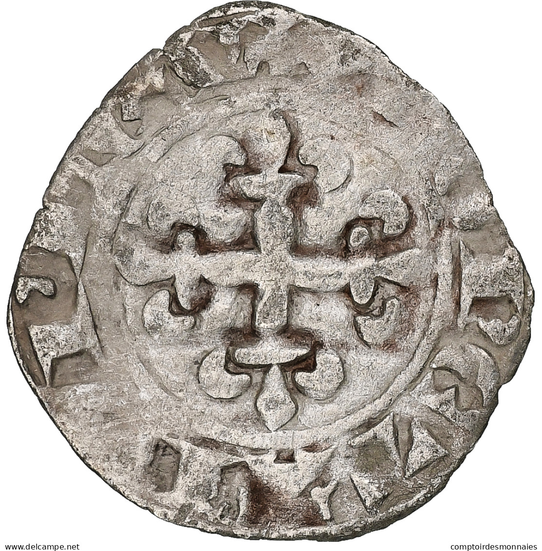 France, Charles IV, Double Parisis, 1323-1328, Billon, TB+, Duplessy:244b - 1322-1328 Carlos IV El Hermoso