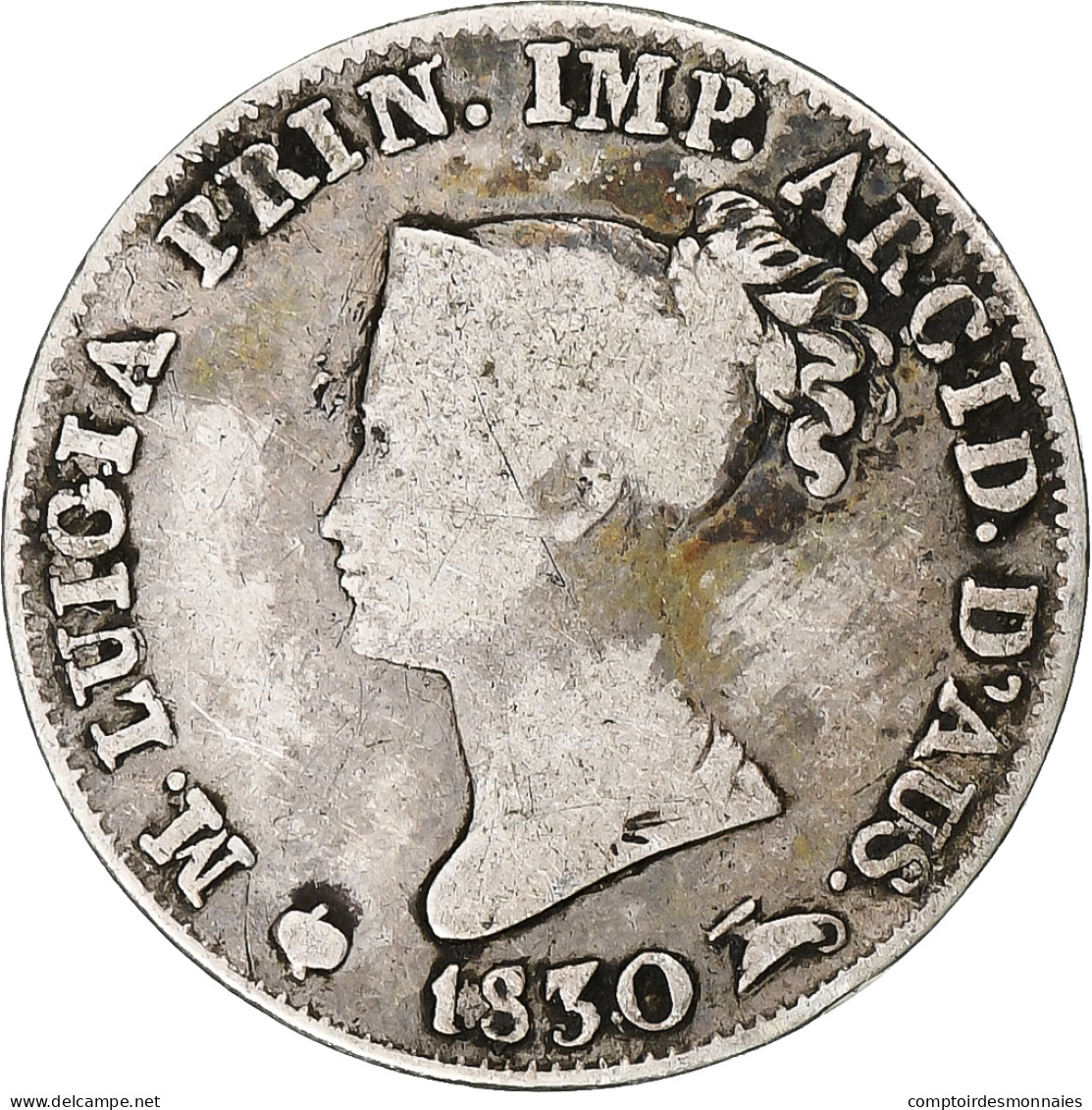 Italie, Duchy Of Parma, Maria Luigia, 5 Soldi, 1830, Parma, Argent, TB - Parma