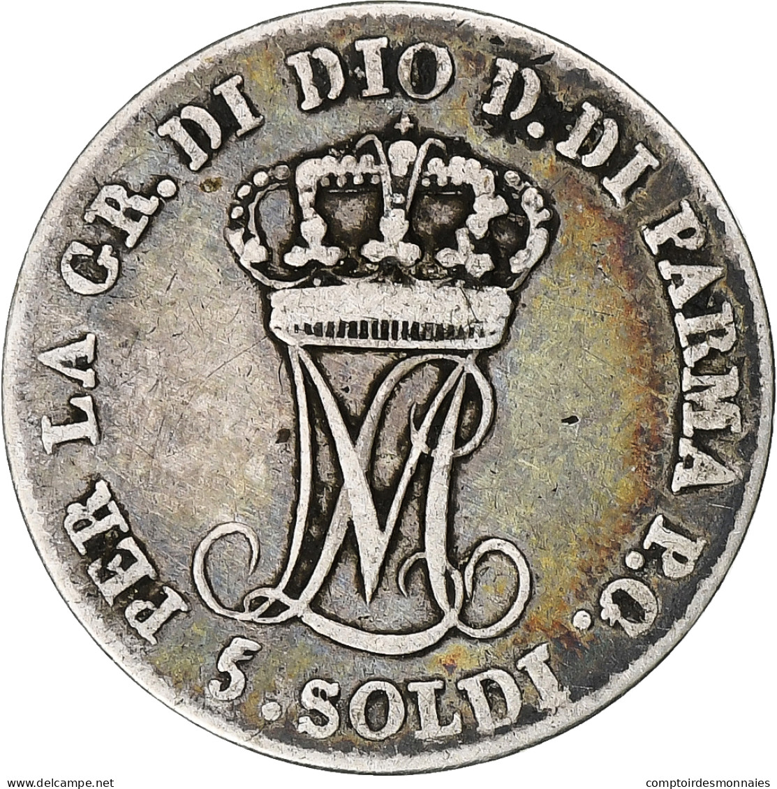 Italie, Duchy Of Parma, Maria Luigia, 5 Soldi, 1830, Parma, Argent, TB - Parma