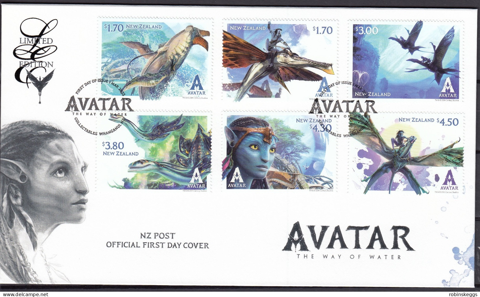 NEW ZEALAND 2023 Avatar: The Way Of Water, Limited Edition FDC - Vignettes De Fantaisie