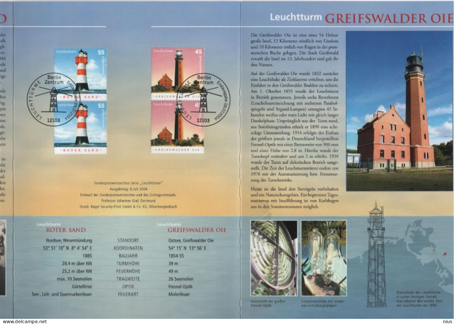 Germany Deutschland 2004 Leuchttürme Leuchttürm Lighthouses Lighthouse, Roter Sand, Greifswalder Oie, Berlin - 2001-2010