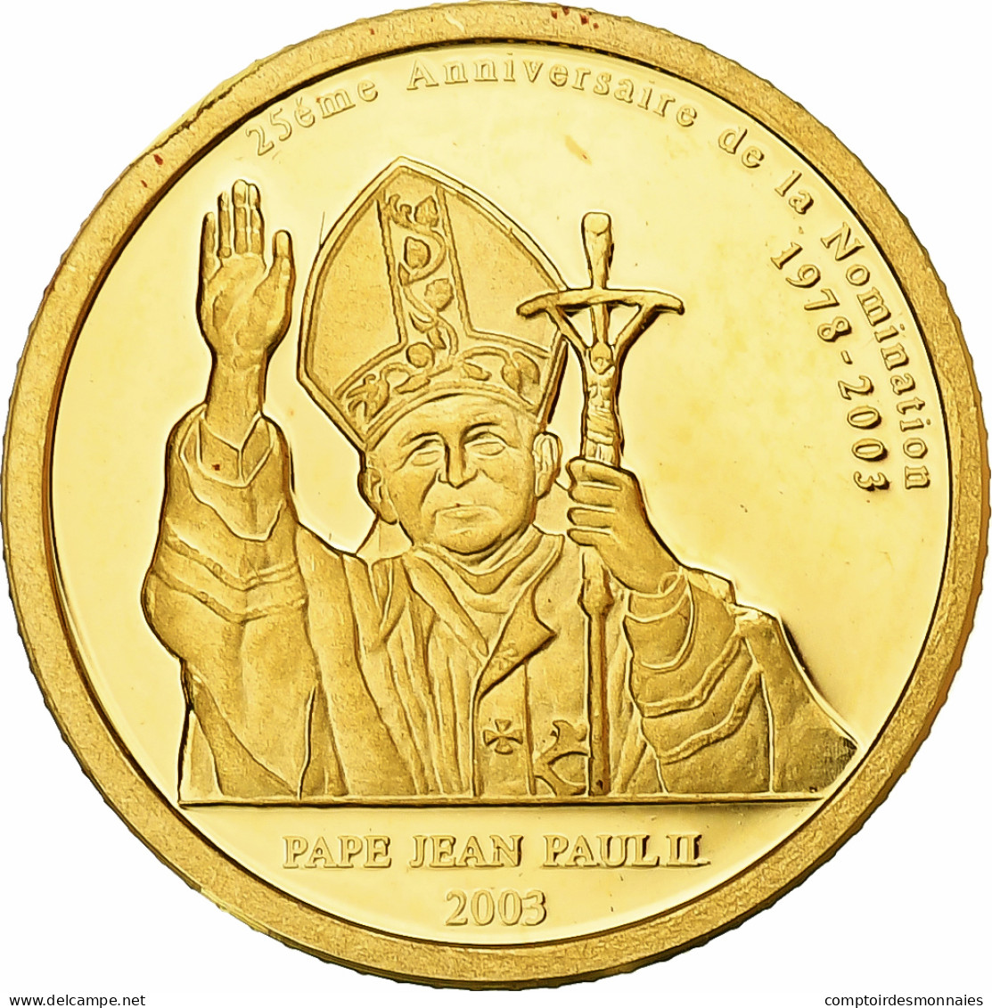 République Démocratique Du Congo, 20 Francs, Jean-Paul II, 2003, Proof / BE - Congo (République Démocratique 1998)