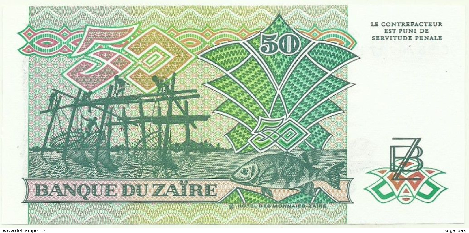 Zaïre - 50 Zaïres - 30.6.1988 - Pick 32 - Unc. - Sign. 7 - Prefix C , Sufix H - Mobutu - Zaïre